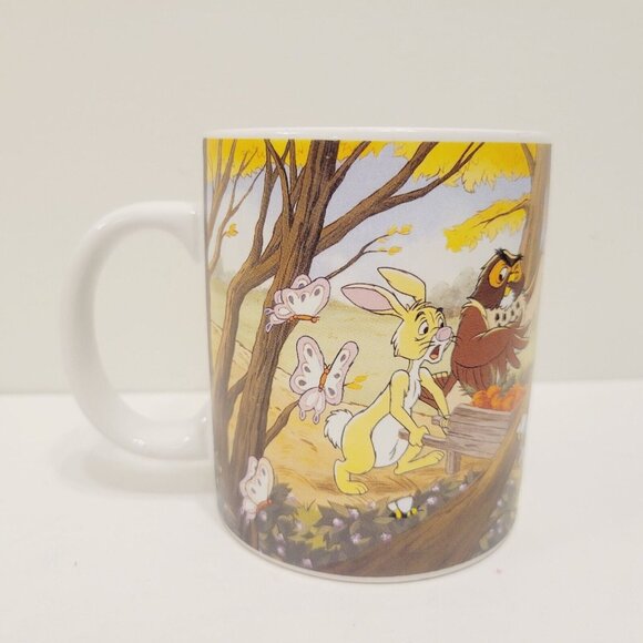 Vtg Disney Ceramic Coffee Cup Winnie Pooh Eeyore Rabbit Tigger Picnic 12OZ - Picture 4 of 6